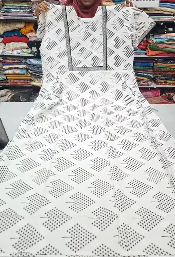 Pure Jaipur Cotton V-Neck Frock Maxi Nighty | NT3600